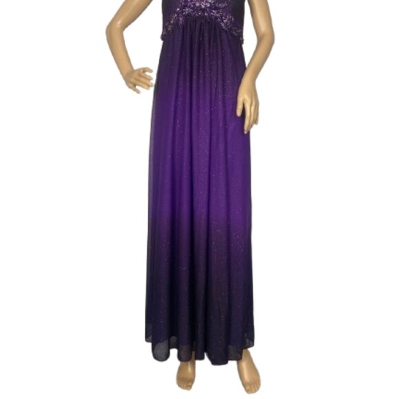 Xscape by Joanna Chen Ombre Floor Length Purple Gown - Picture 2 of 10